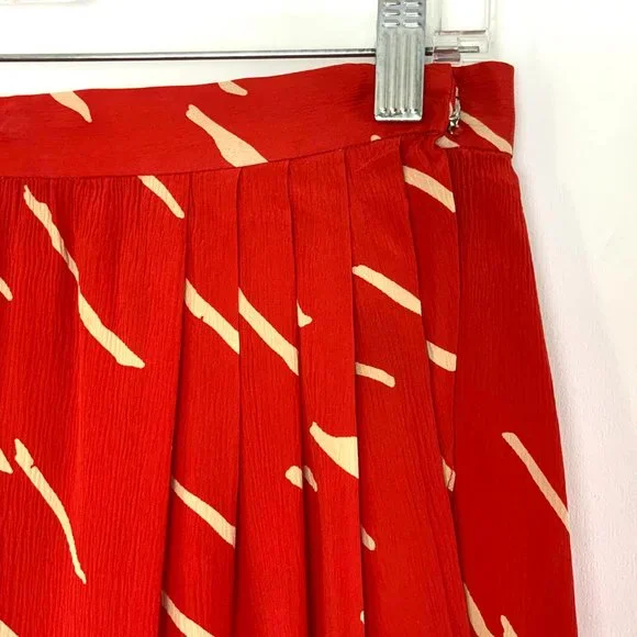 Vintage Christian Dior Red  Silk Wrap Front Midi Skirt Luxury Size 10 - Picture 10 of 16